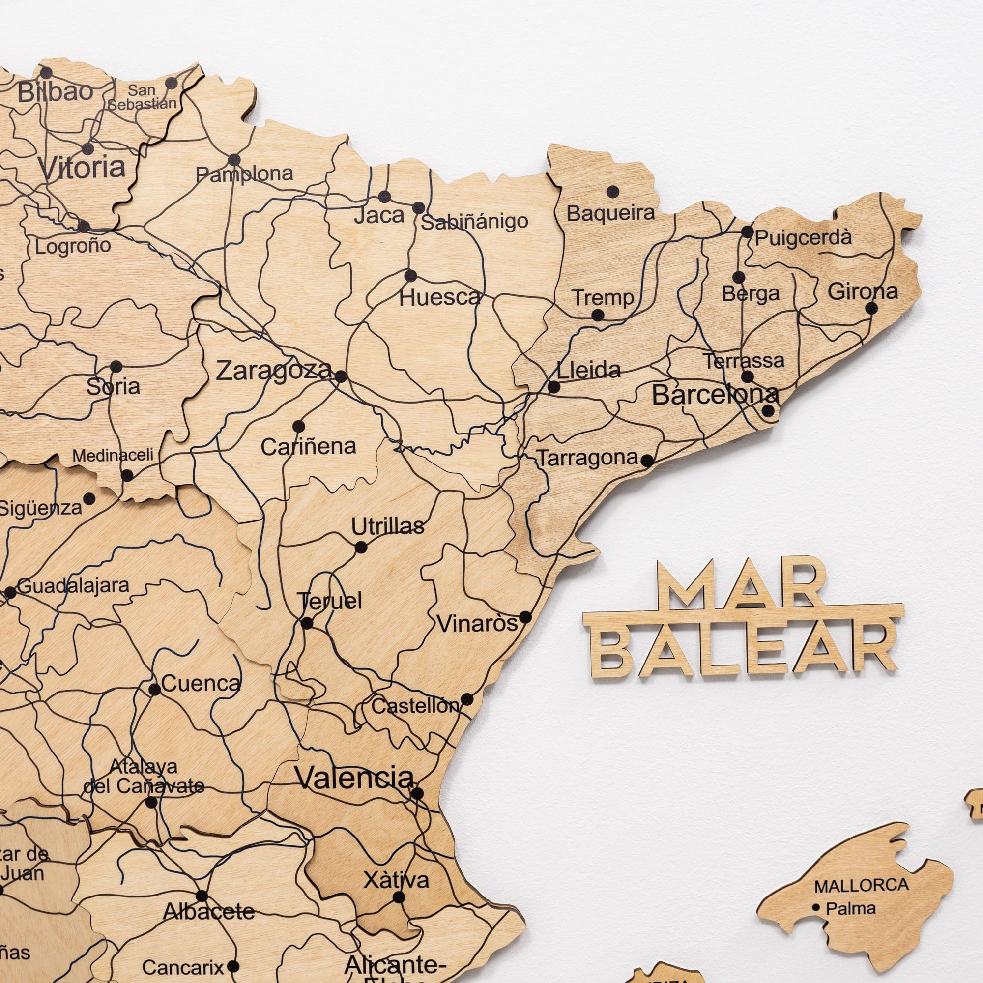 Gold Wooden Map of Spain Wall Art - Decorative Home Decor