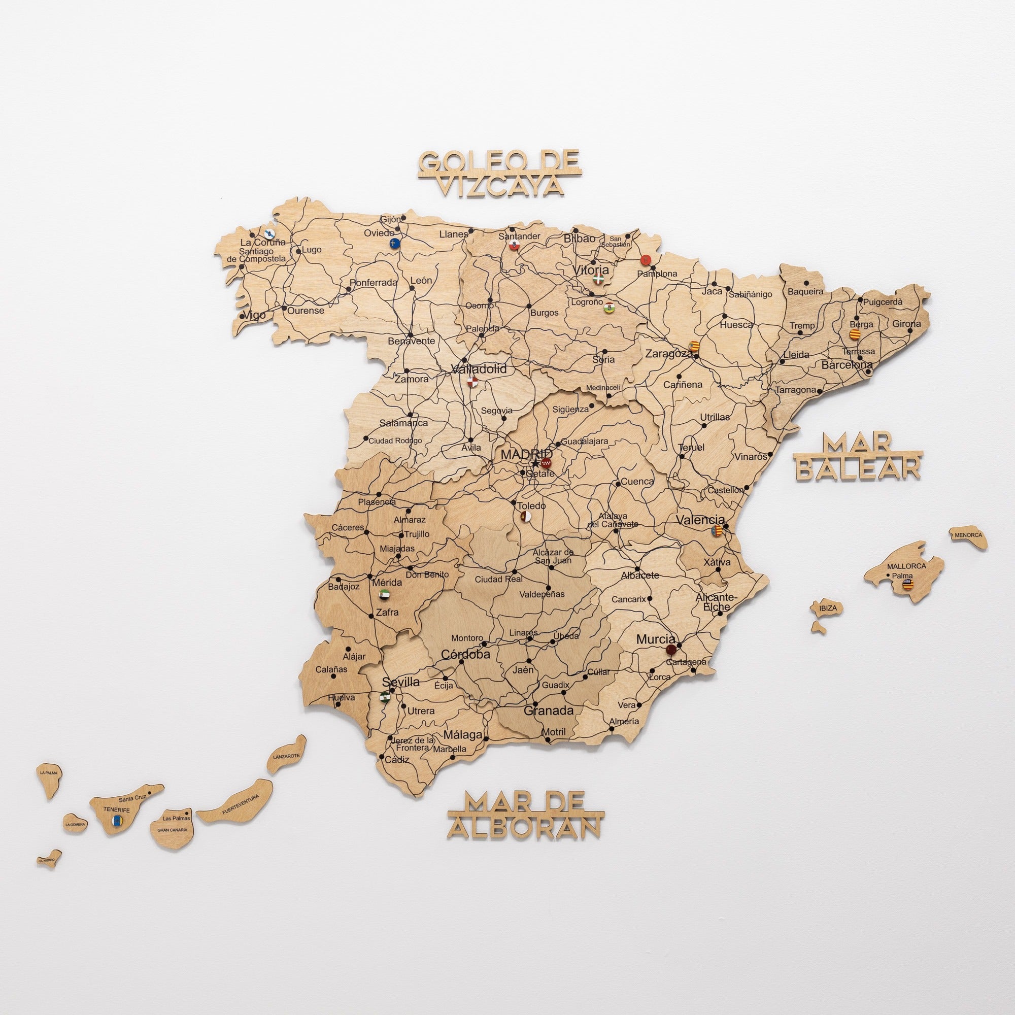 Gold Wooden Map of Spain Wall Art - Decorative Home Decor