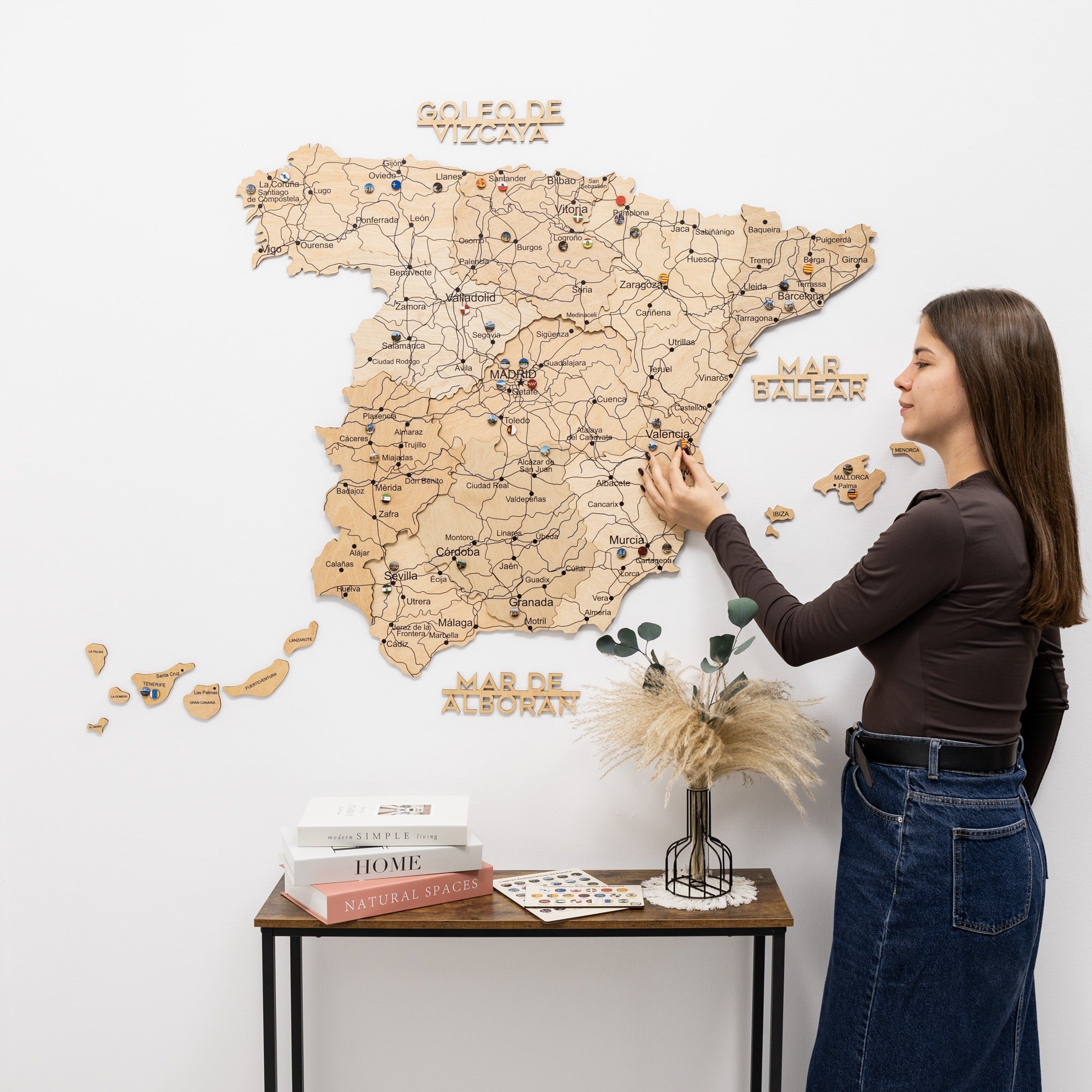 Gold Wooden Map of Spain Wall Art - Decorative Home Decor