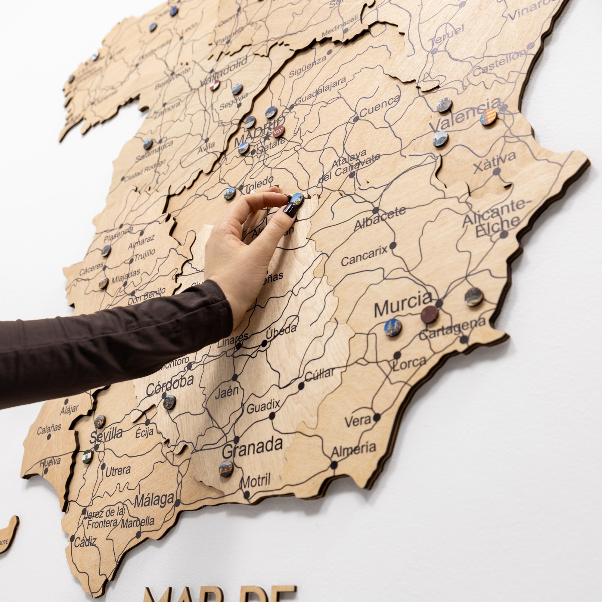 Gold Wooden Map of Spain Wall Art - Decorative Home Decor
