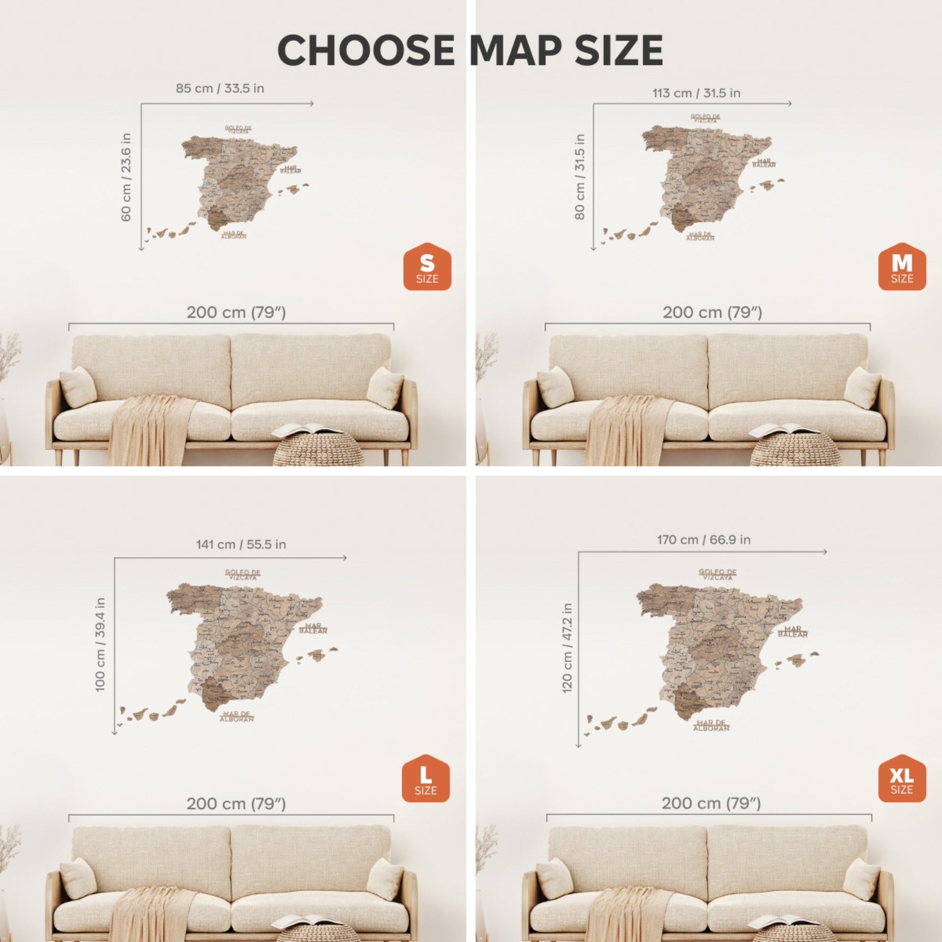 Terra Wooden Map of Spain – Earthy Toned Wall Art Decor