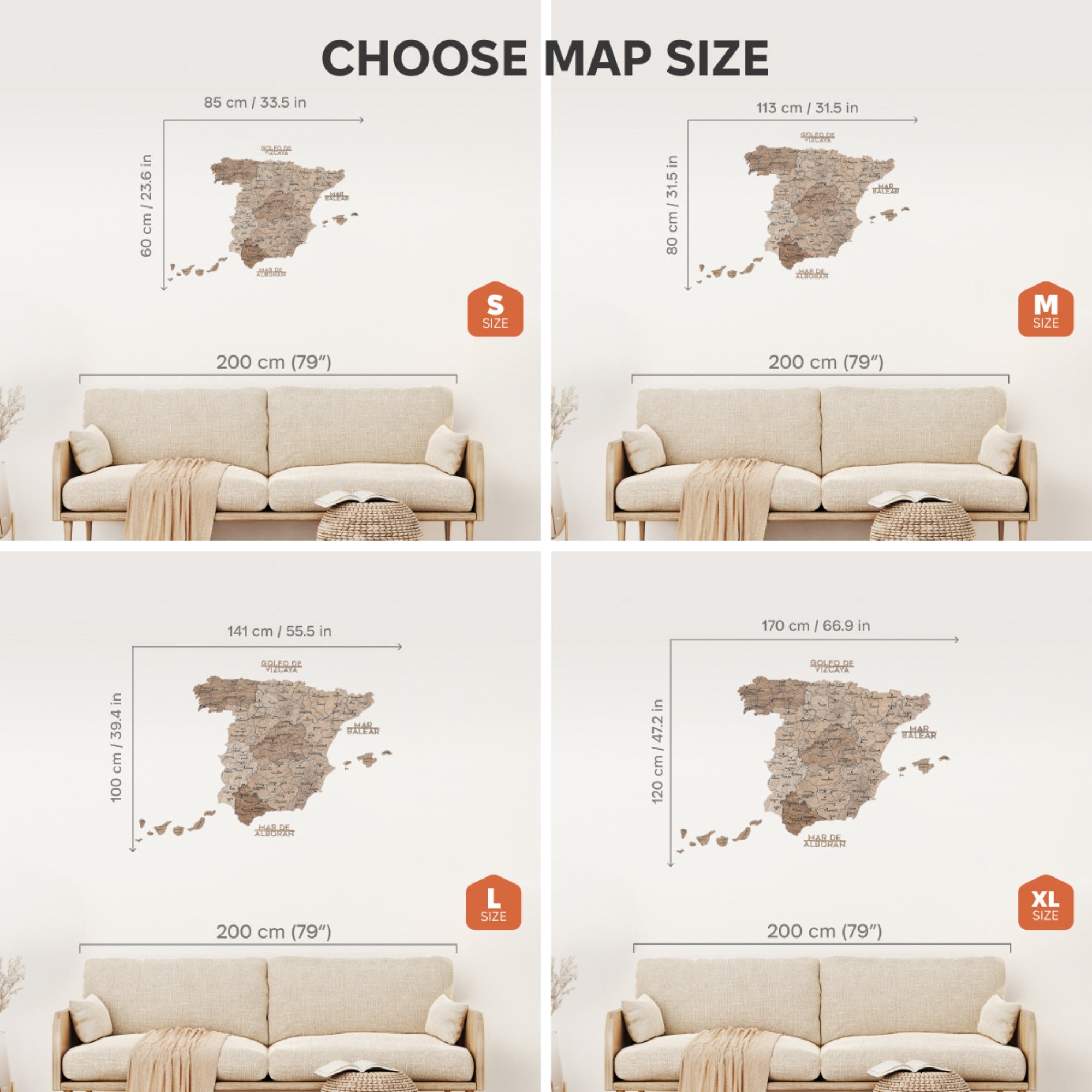 Terra Wooden Map of Spain – Earthy Toned Wall Art Decor