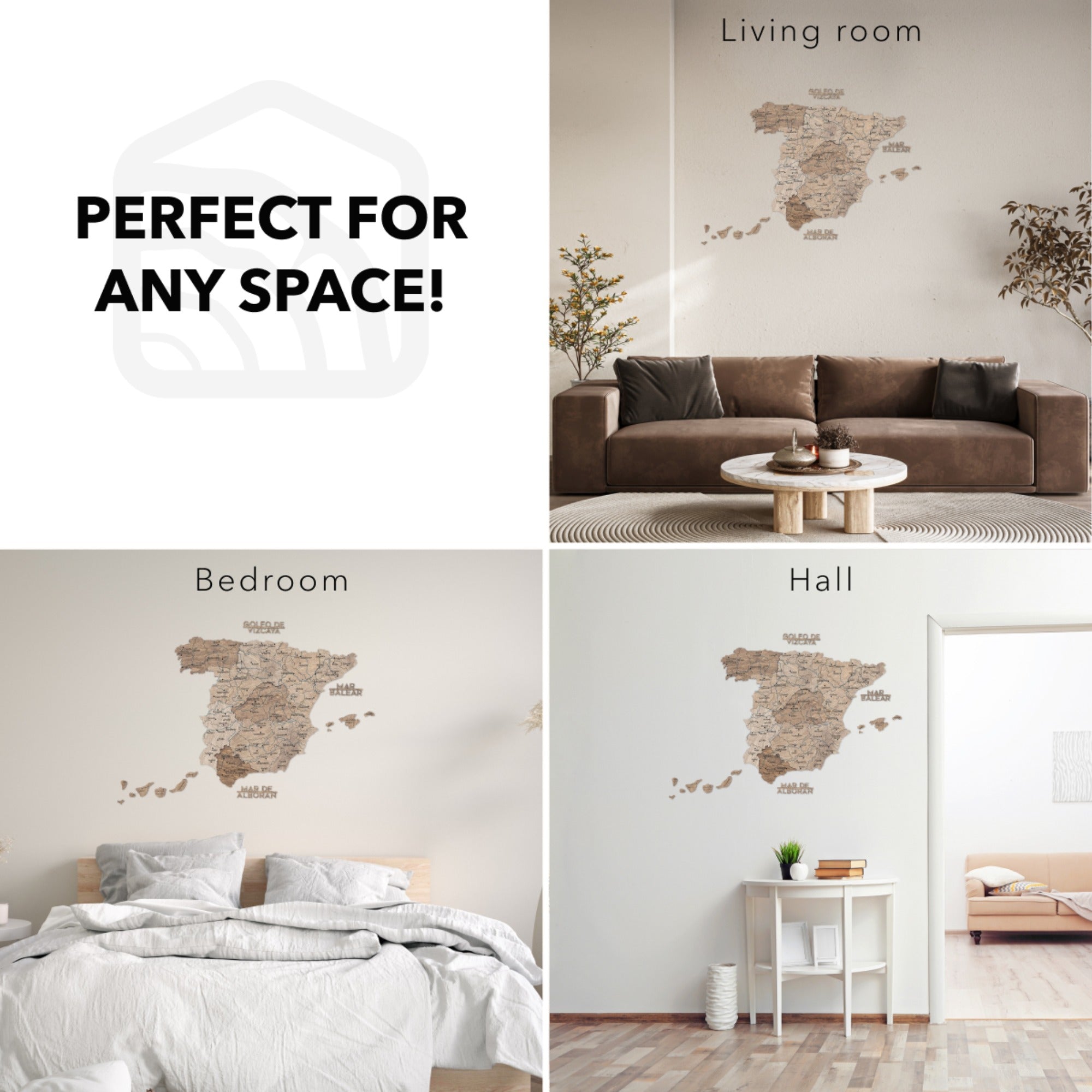 Terra Wooden Map of Spain – Earthy Toned Wall Art Decor