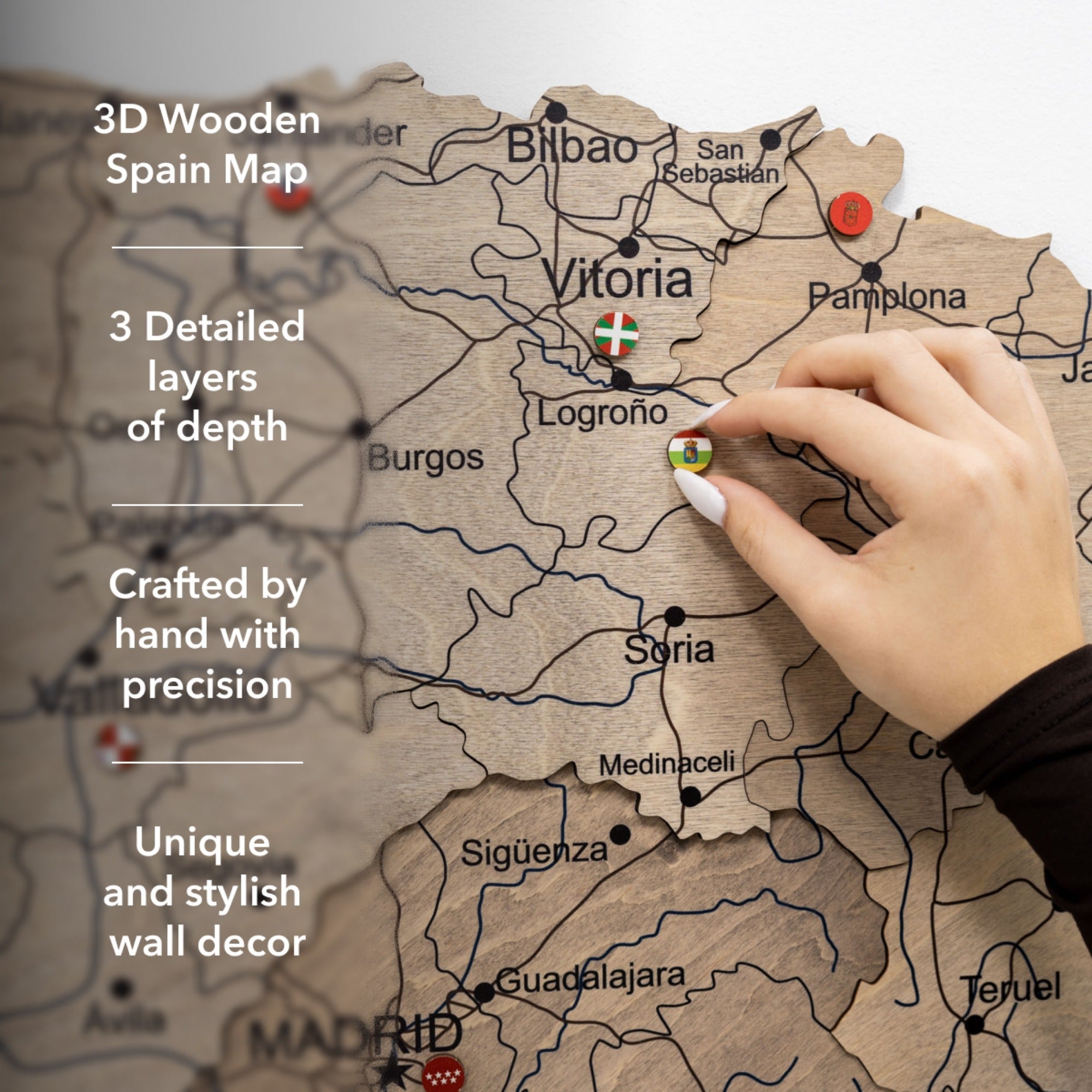 Terra Wooden Map of Spain – Earthy Toned Wall Art Decor