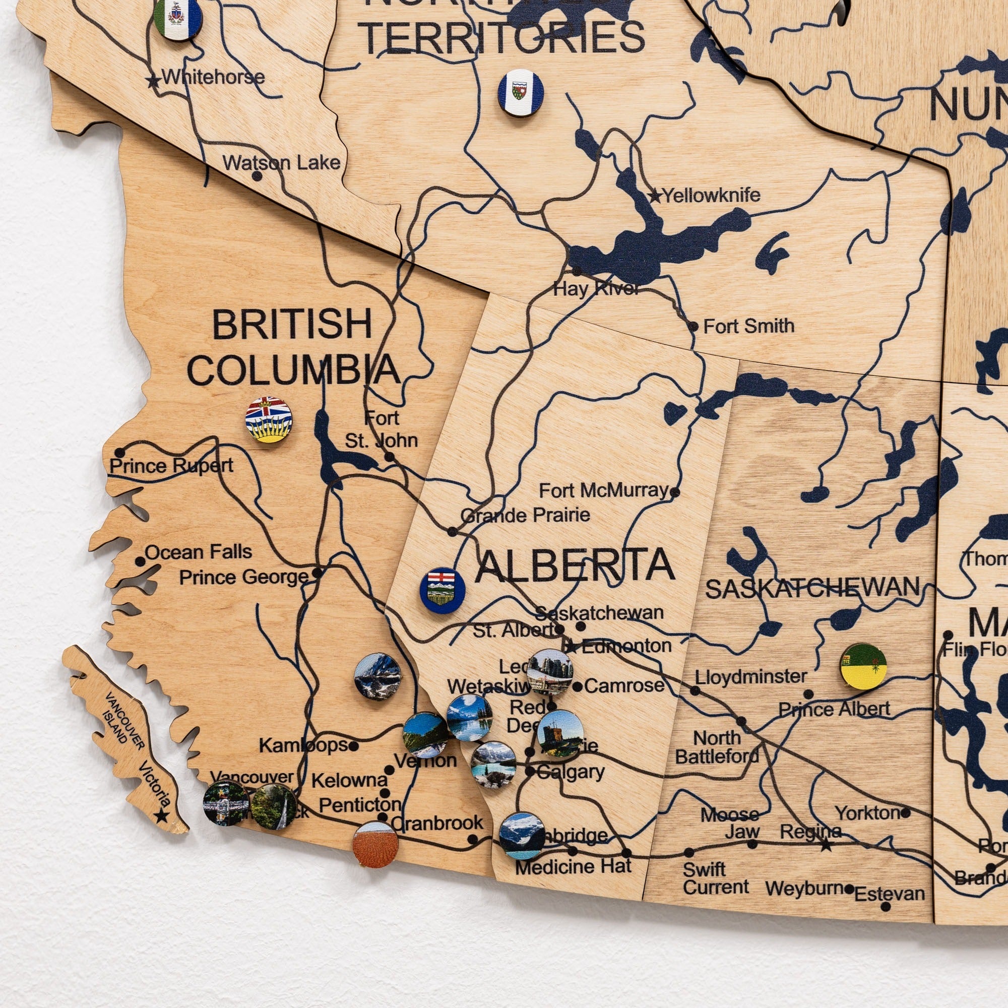 3D Wooden Map of Canada – Gold Wall Art Home Decor