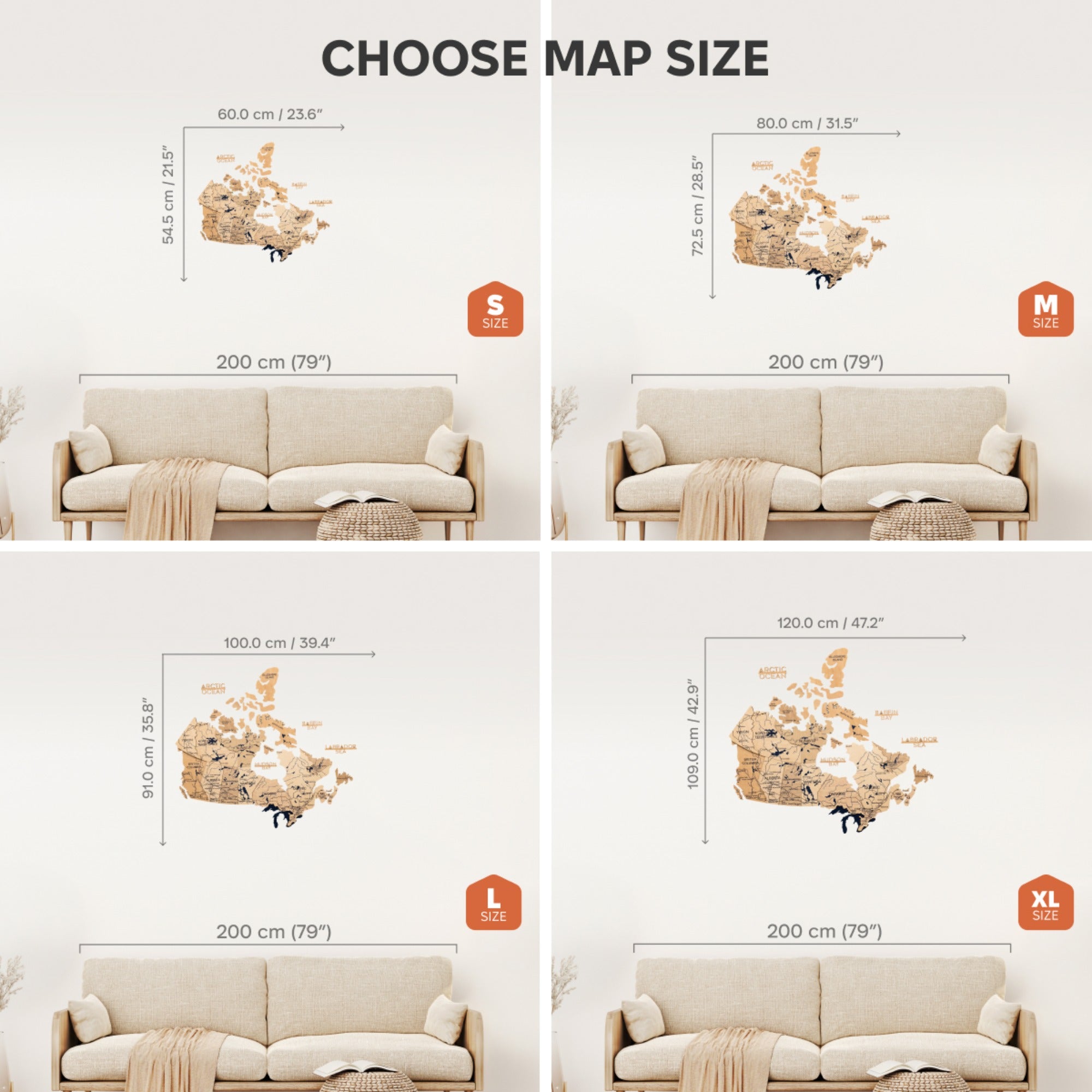3D Wooden Map of Canada – Gold Wall Art Home Decor