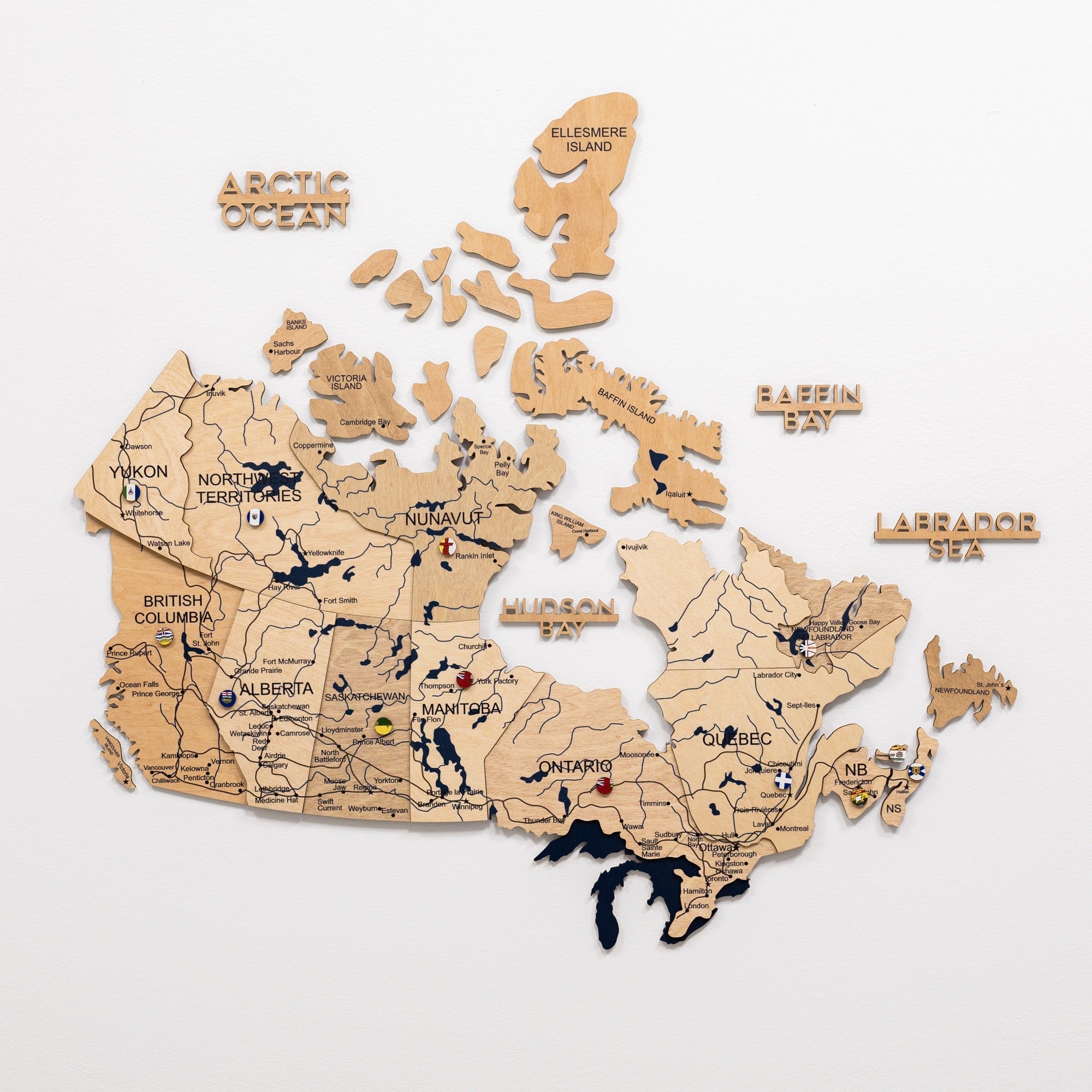 3D Wooden Map of Canada – Gold Wall Art Home Decor