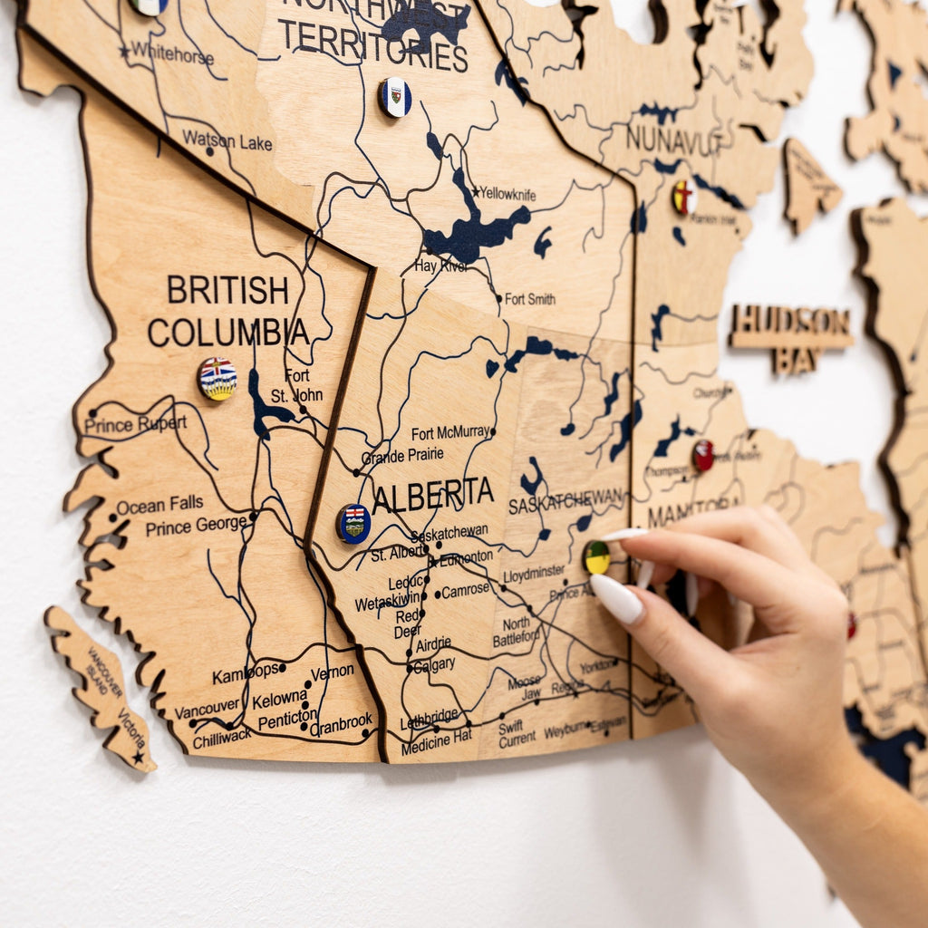 3D Wooden Map of Canada – Gold Wall Art Home Decor
