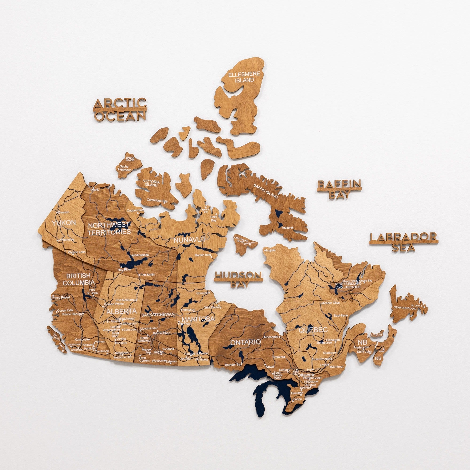 3D Wooden Map of Canada – Oak Finish Wall Art