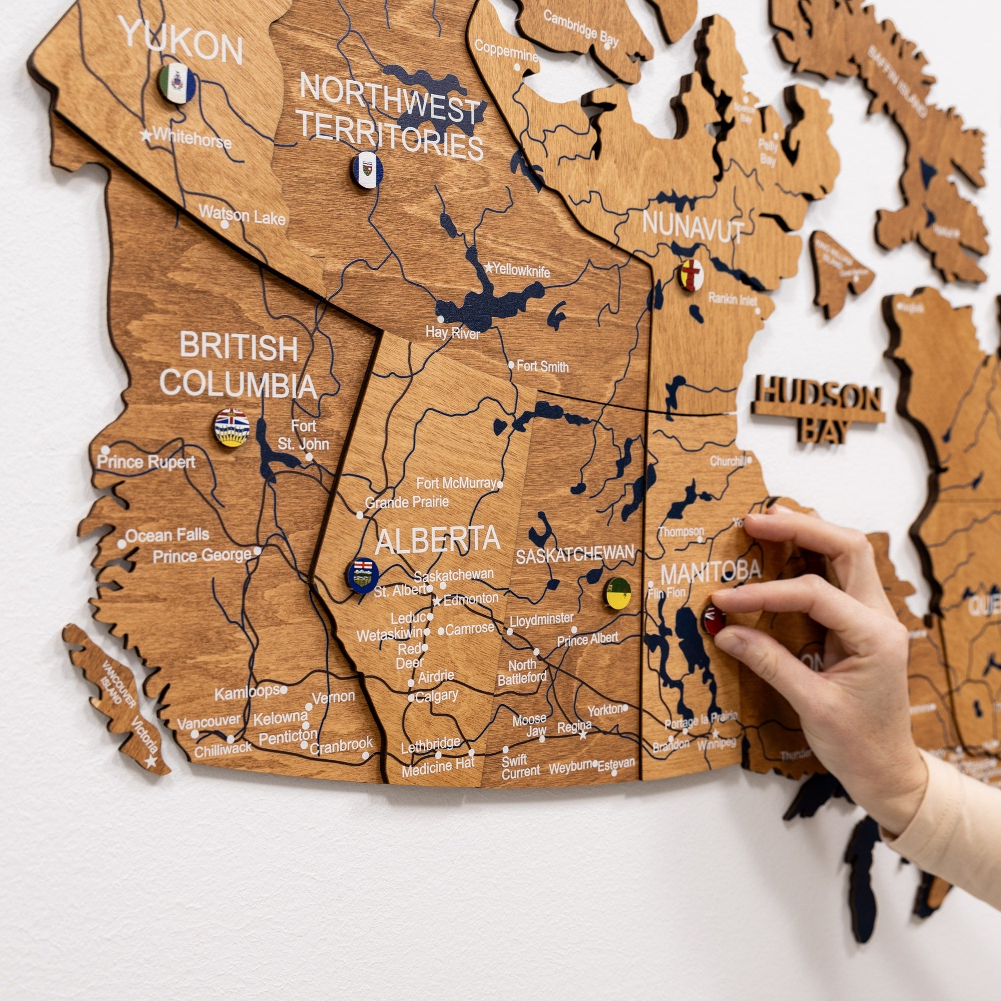 3D Wooden Map of Canada – Oak Finish Wall Art