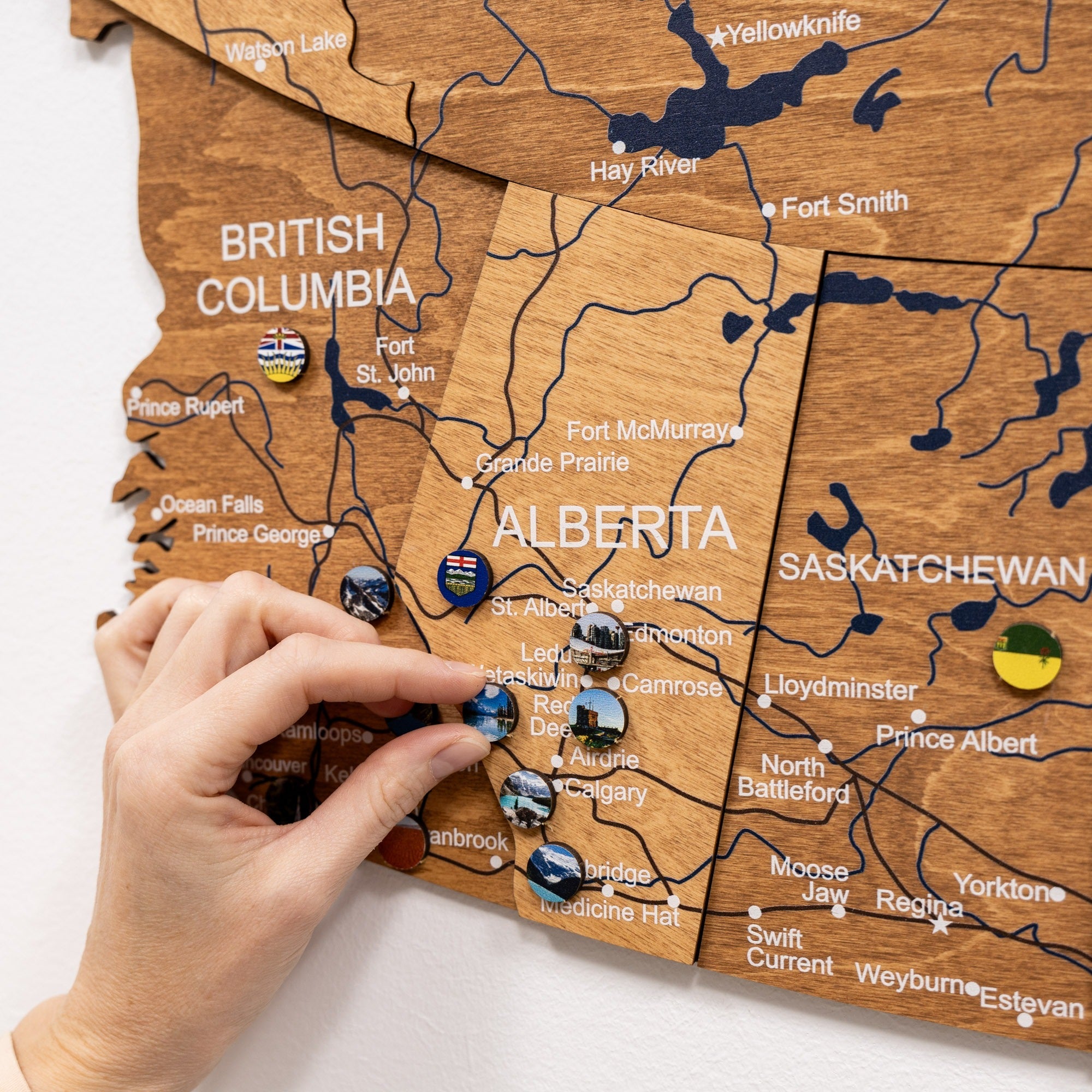 3D Wooden Map of Canada – Oak Finish Wall Art