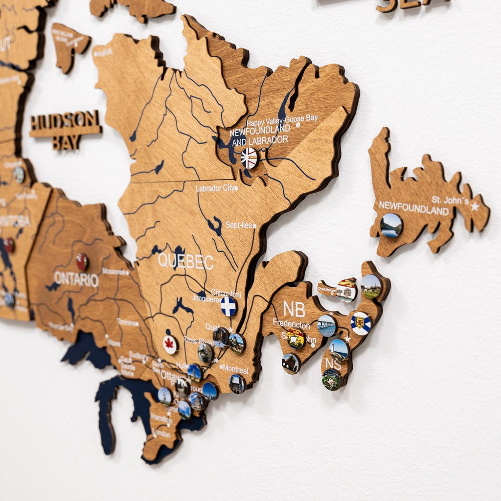 3D Wooden Map of Canada – Oak Finish Wall Art