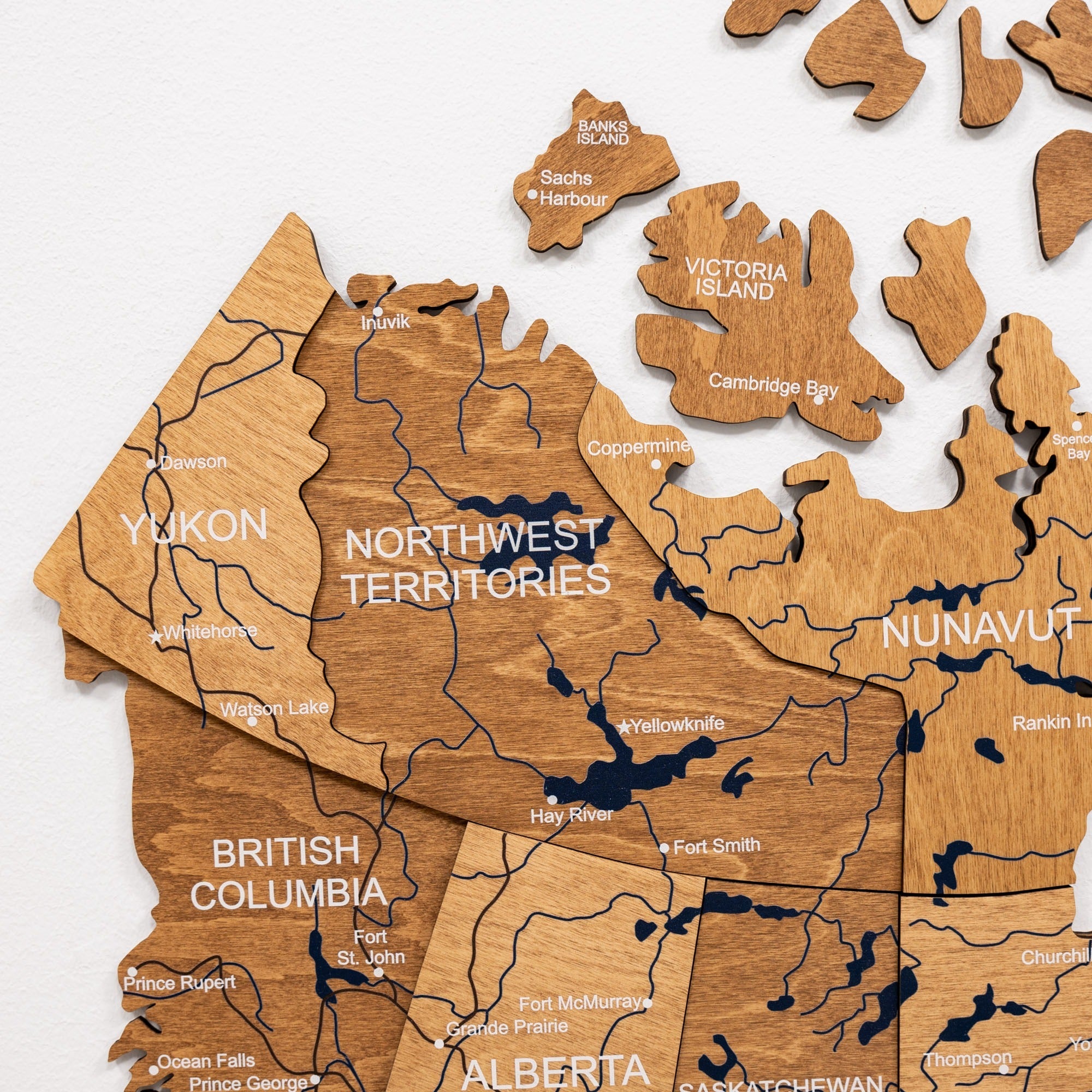 3D Wooden Map of Canada – Oak Finish Wall Art
