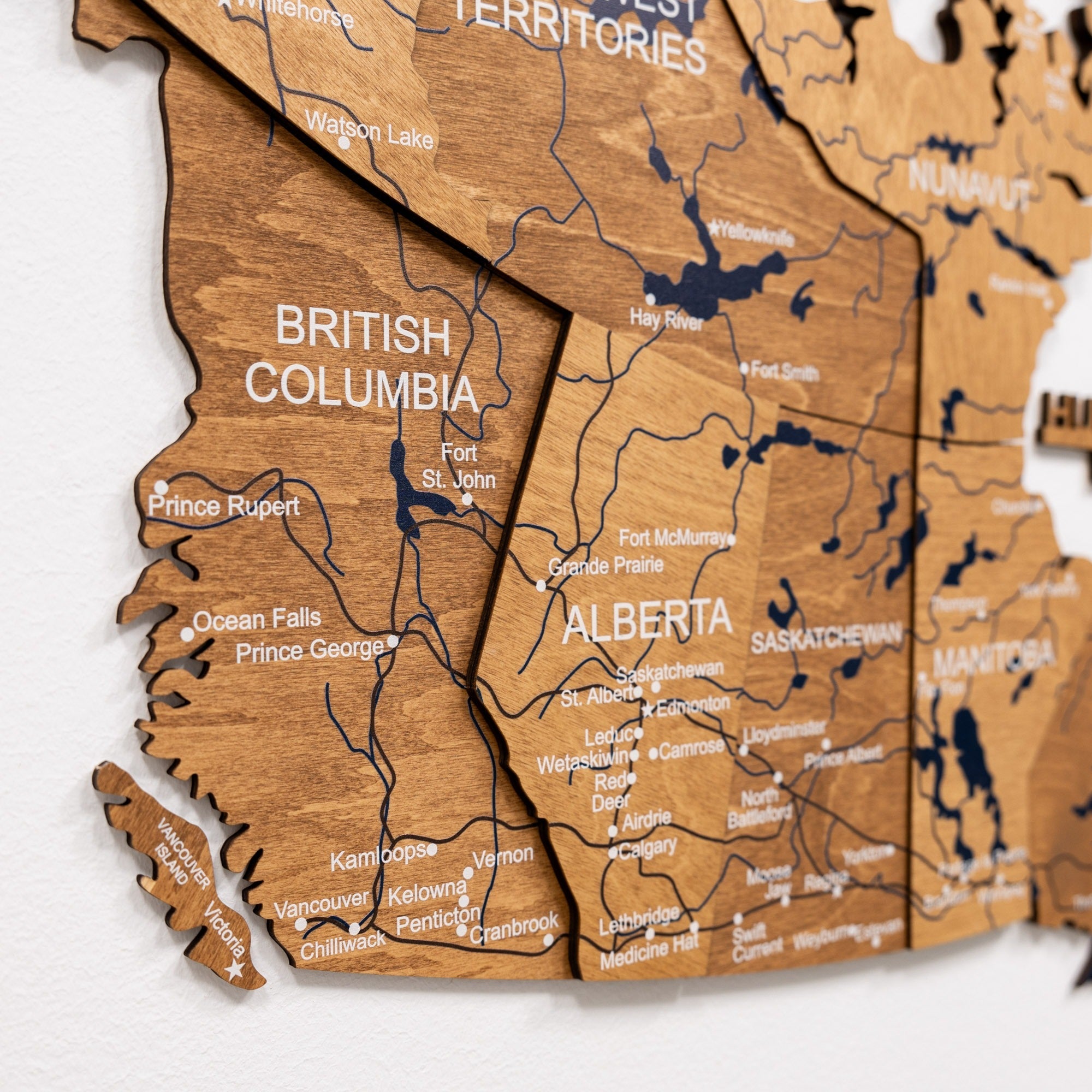 3D Wooden Map of Canada – Oak Finish Wall Art
