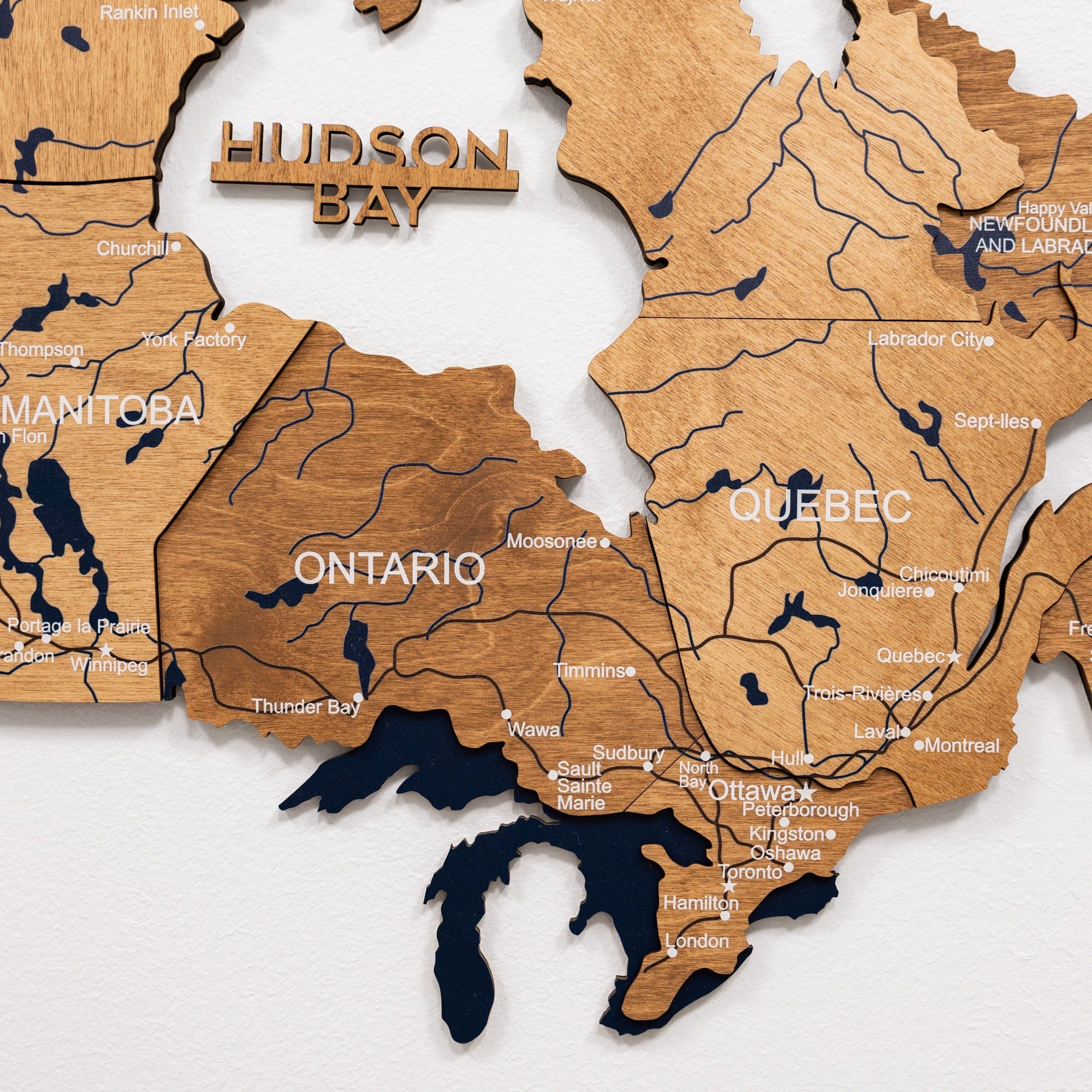 3D Wooden Map of Canada – Oak Finish Wall Art