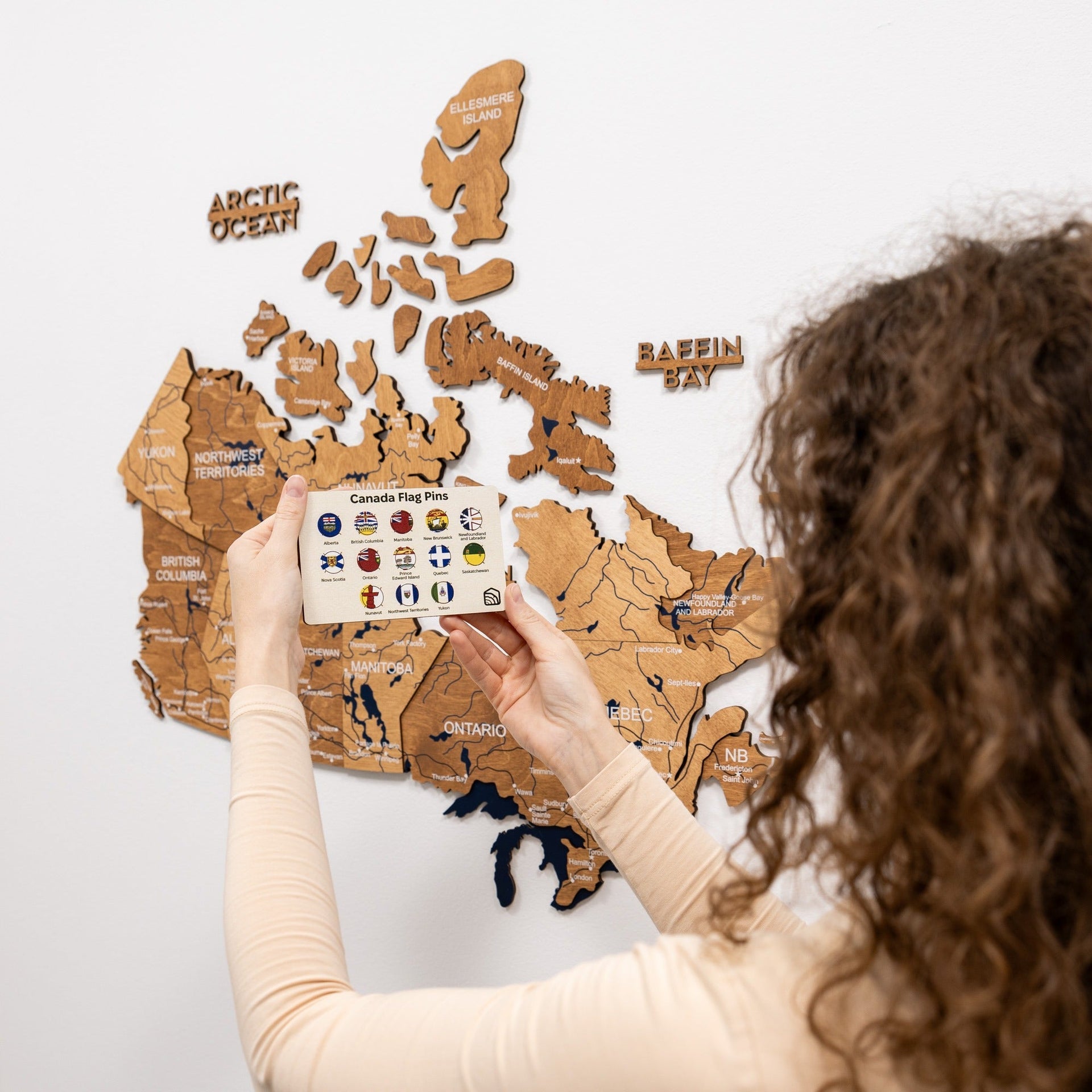 3D Wooden Map of Canada – Oak Finish Wall Art