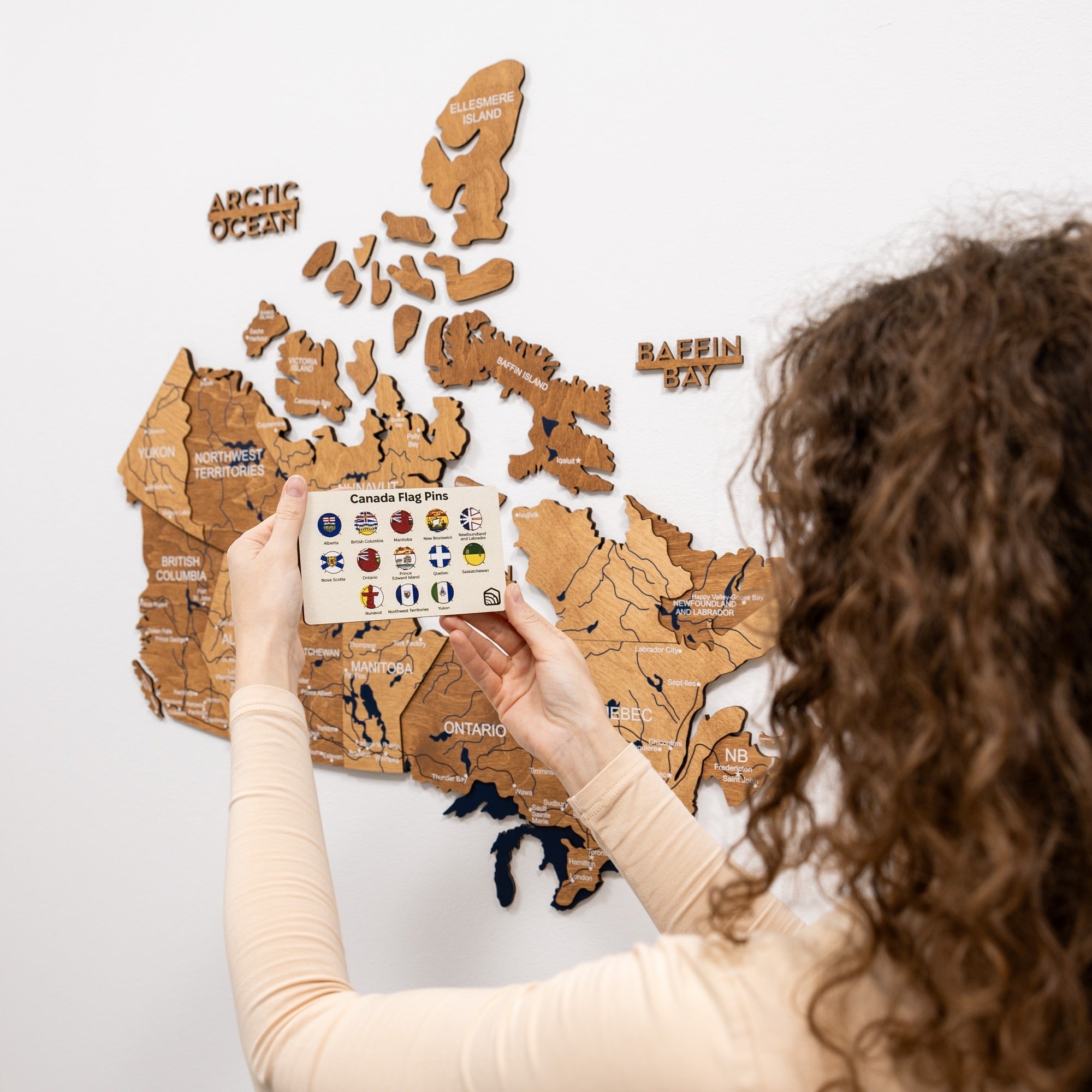 3D Wooden Map of Canada – Oak Finish Wall Art
