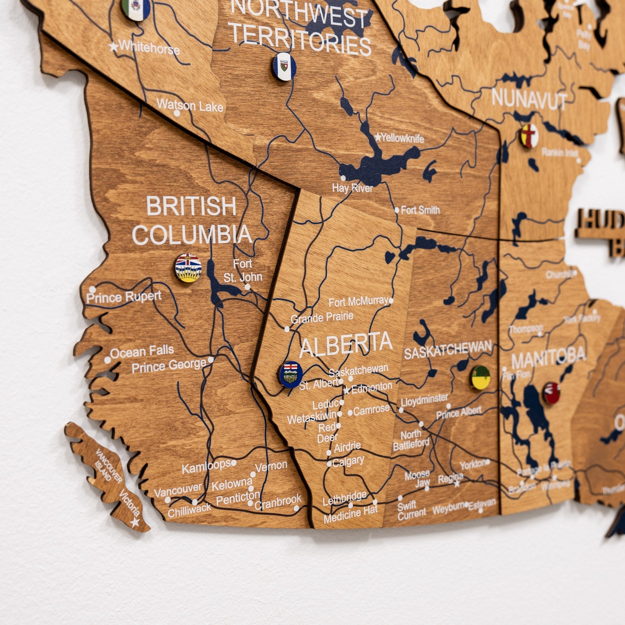 3D Wooden Map of Canada – Oak Finish Wall Art