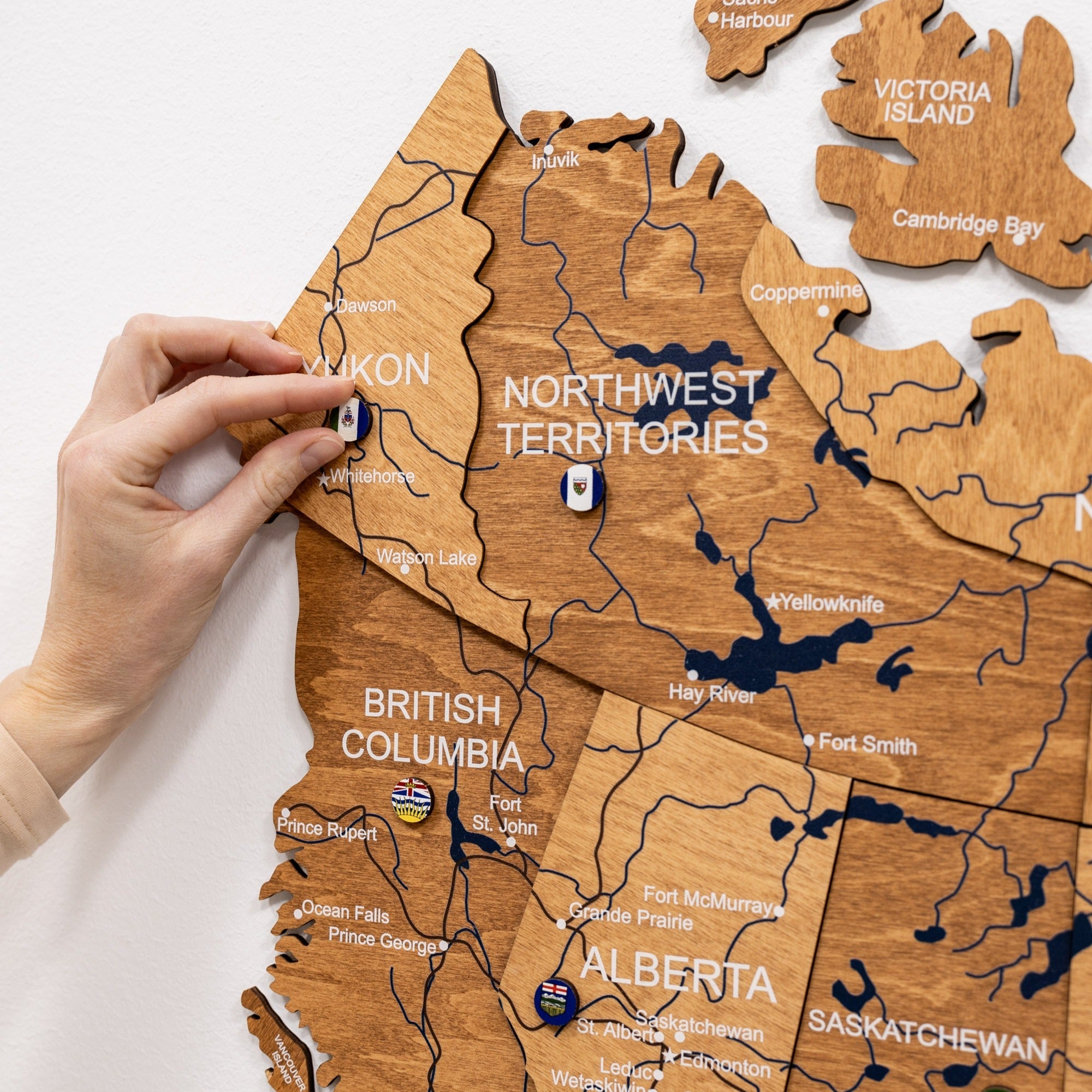 3D Wooden Map of Canada – Oak Finish Wall Art