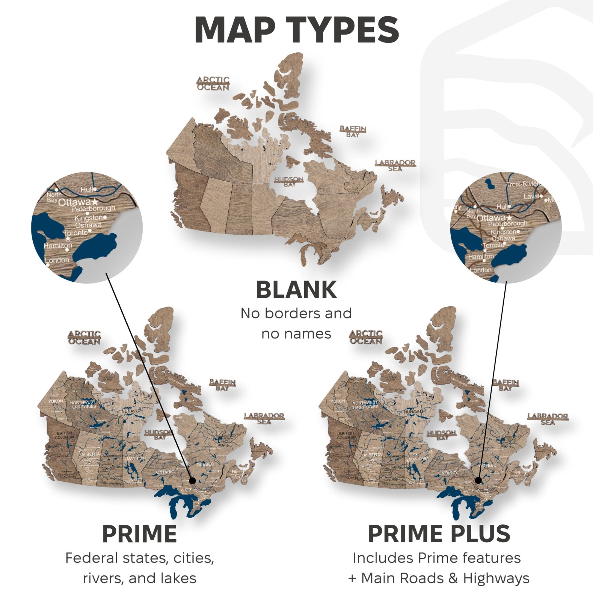 3D Wooden Map of Canada – Terra Wall Art Decor