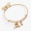 Alex And Ani holiday reindeer expandable wire bangle with pearl crystal charm