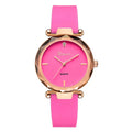 Women's Round Black Face Rose Gold Case Silicone Strap Watch - Image 7