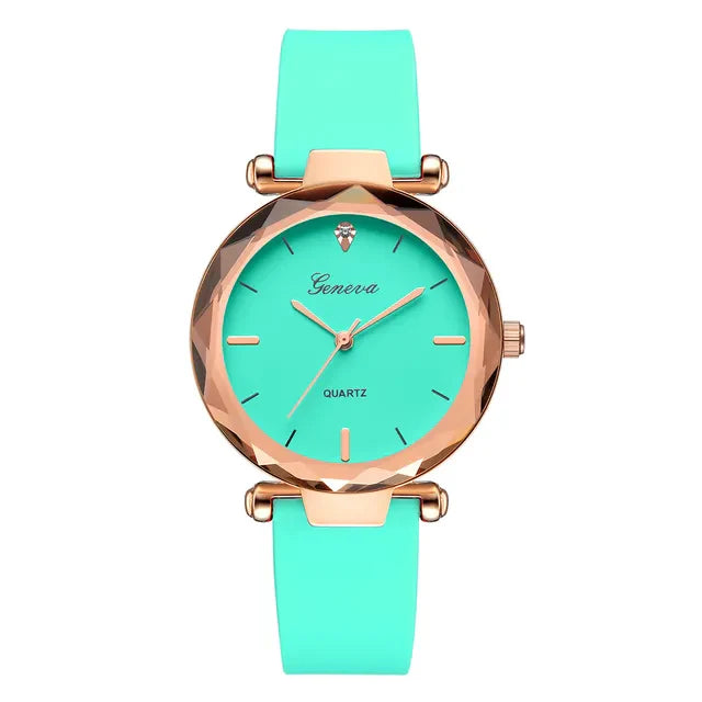 Women's Round Black Face Rose Gold Case Silicone Strap Watch - Image 13