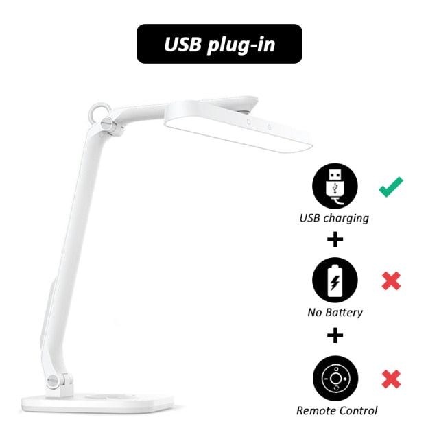 Remote Control LED Desk Lamp - Eye-Caring Dimmable Office Light - back view