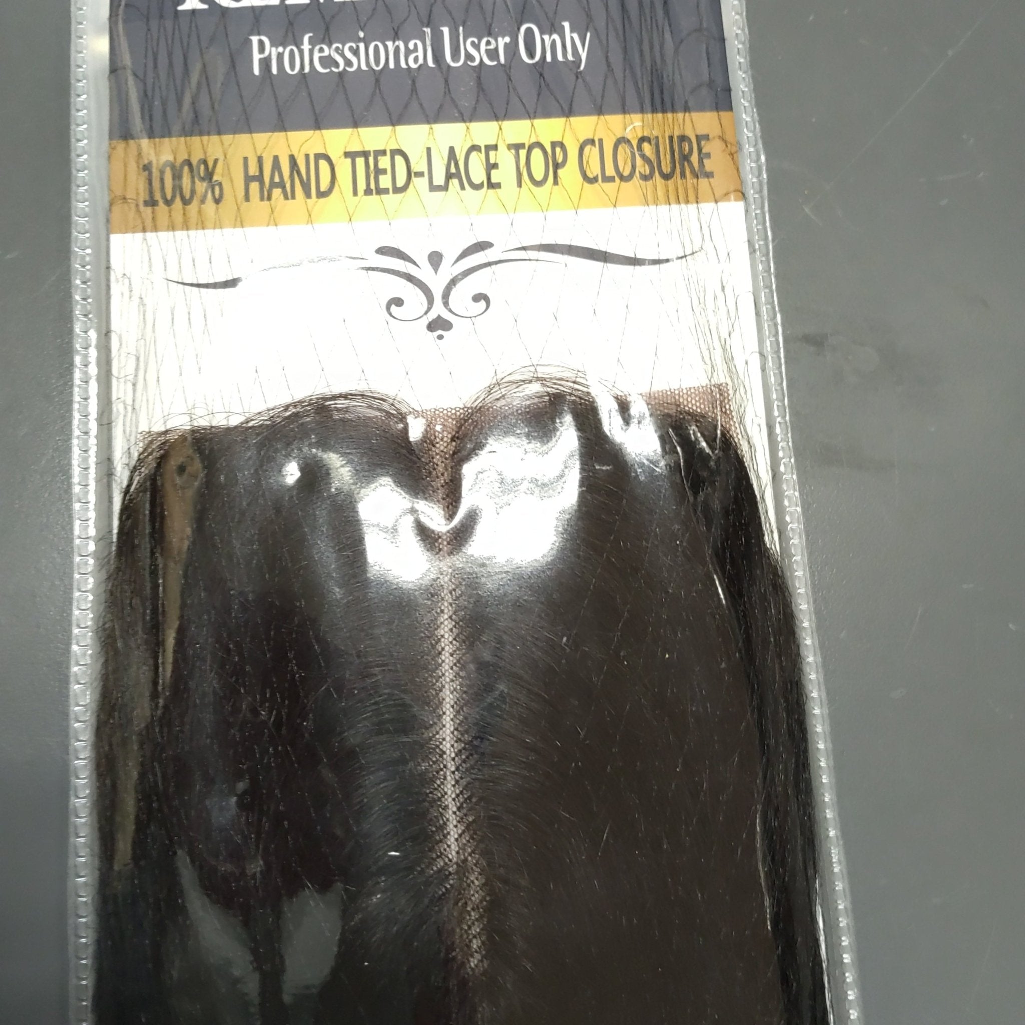 10-inch Yaki lace closure hair piece in Color 1B natural black shade