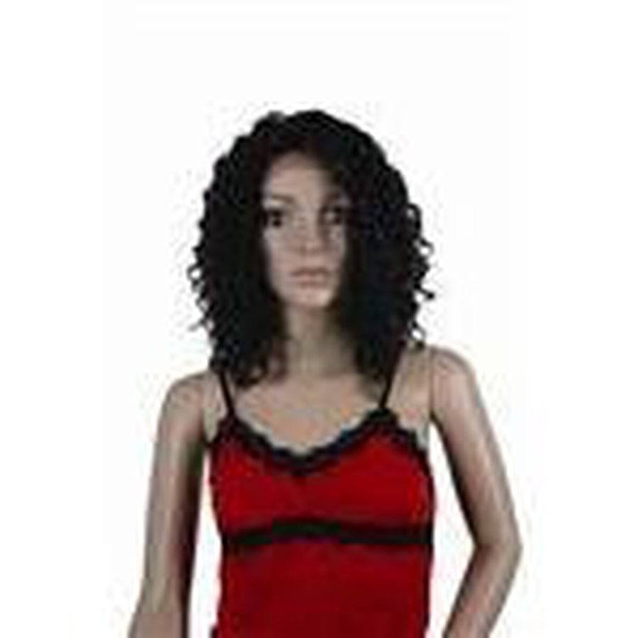 15-inch curly lace front wig in ginger and blonde shades.