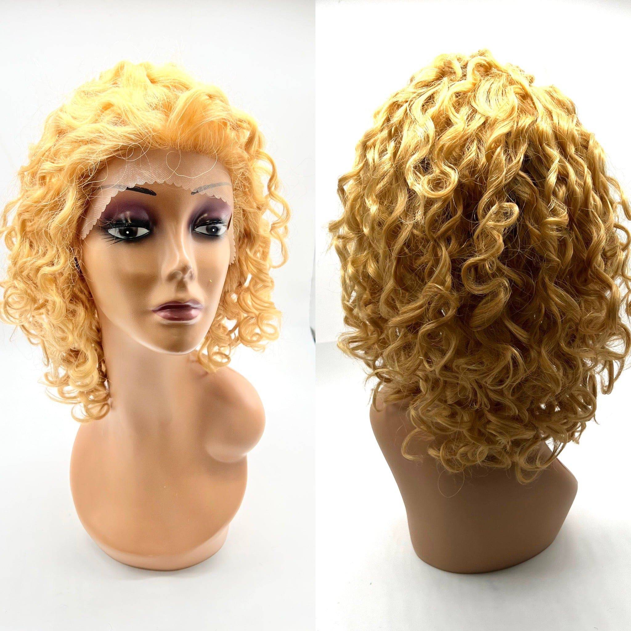 15" Curly Lace Front Remy Human Hair Wig