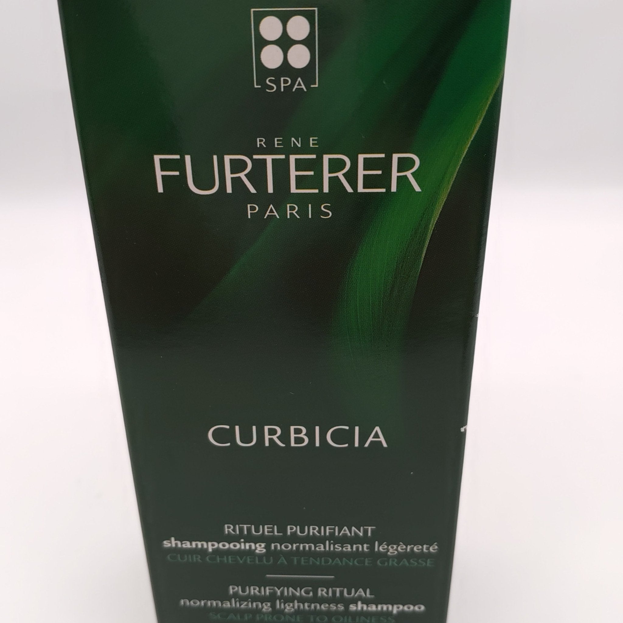 Rene Furterer Curbicia Purifying Normalizing Shampoo 5 oz green and white packaging