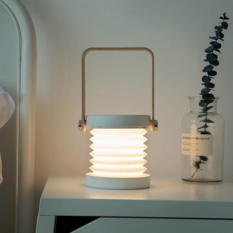 Portable Retractable LED Lantern Lamp with Wooden Handle