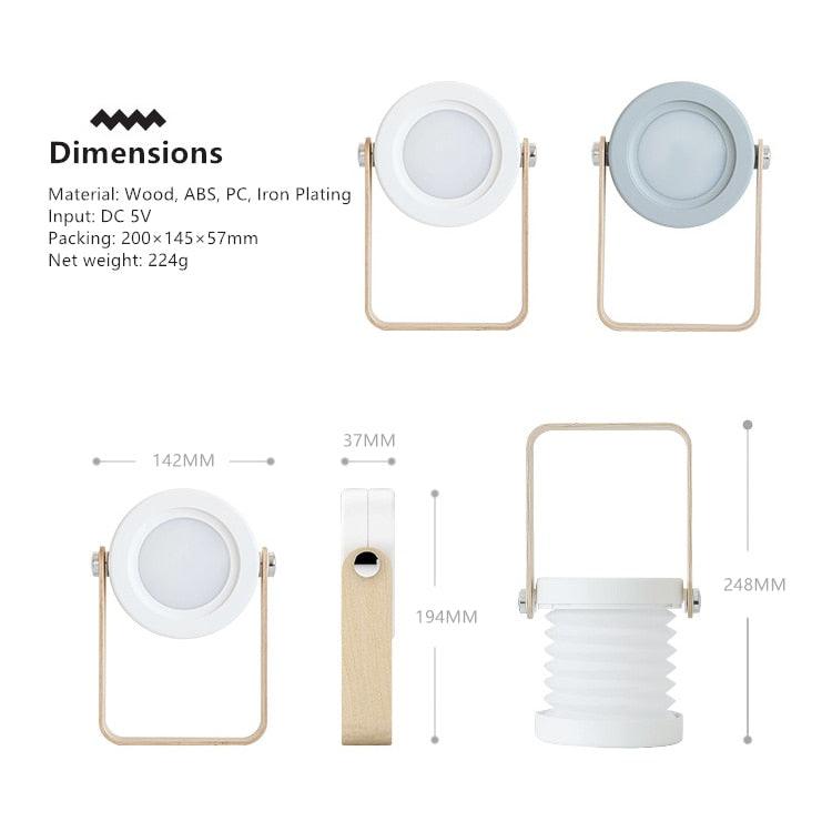 Portable Retractable LED Lantern Lamp with Wooden Handle