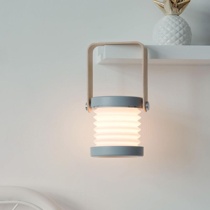 Portable Retractable LED Lantern Lamp with Wooden Handle