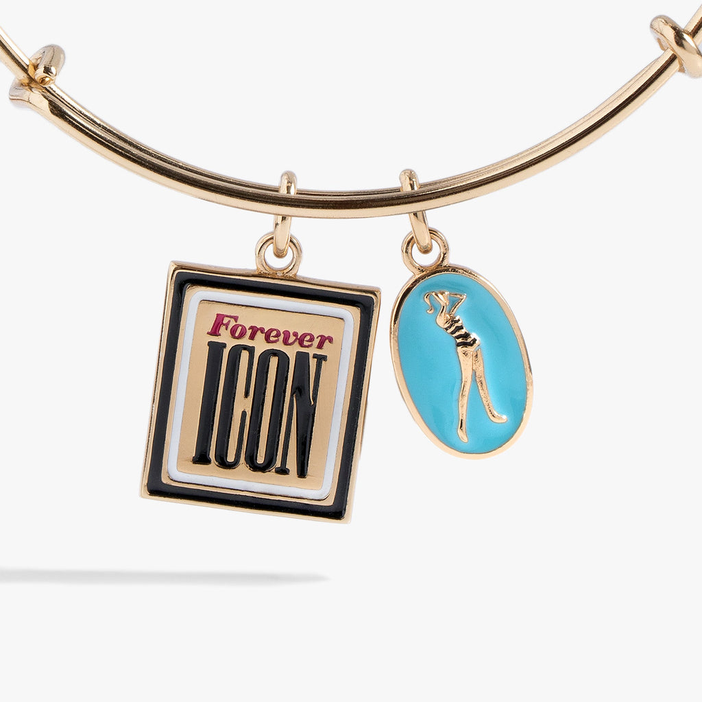 Retro Barbie™ Duo Charm Bangle with Blue Enamel Silhouette