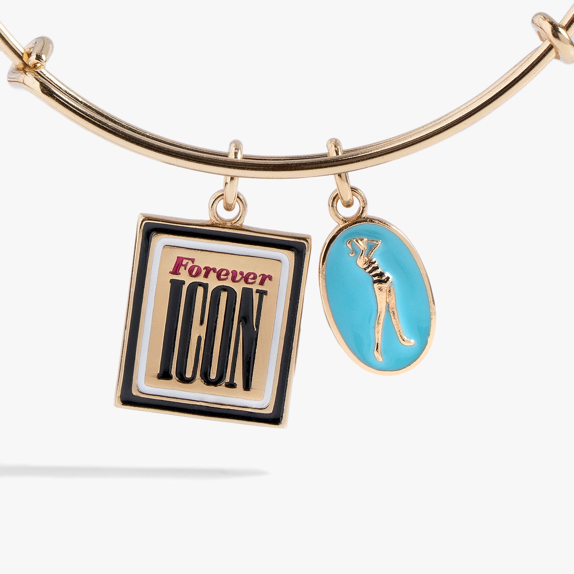 Retro Barbie™ Duo Charm Bangle with Blue Enamel Silhouette