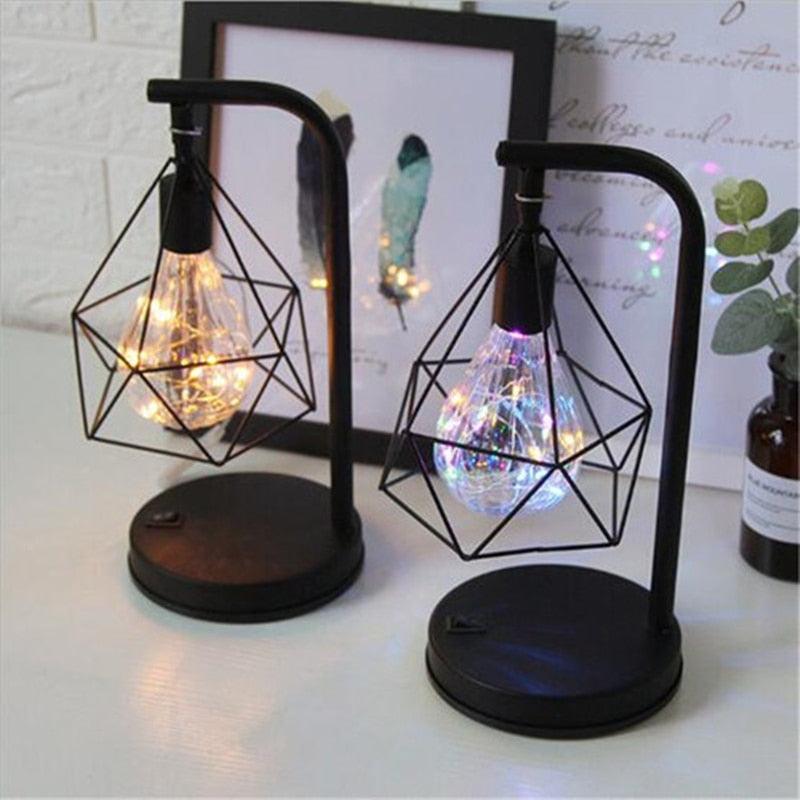 Vintage industrial style black metal minimalist table lamp