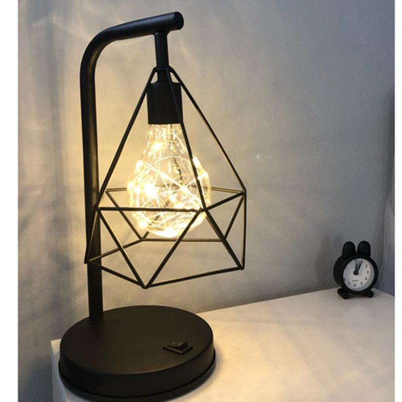 Vintage Iron Art Minimalist Table Lamp - Black Industrial Style