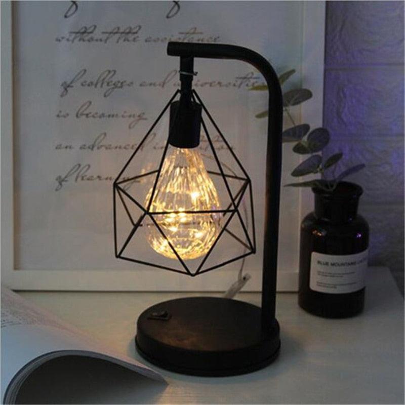 Vintage Iron Art Minimalist Table Lamp - Black Industrial Style