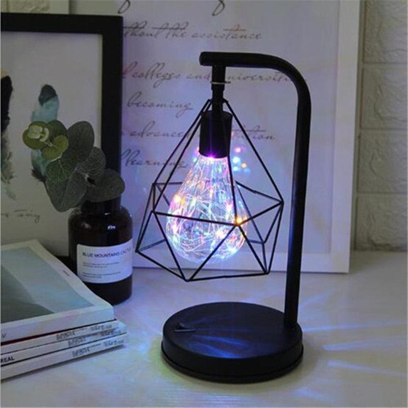 Vintage Iron Art Minimalist Table Lamp - Black Industrial Style