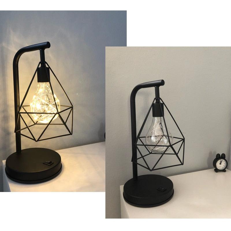 Vintage Iron Art Minimalist Table Lamp - Black Industrial Style