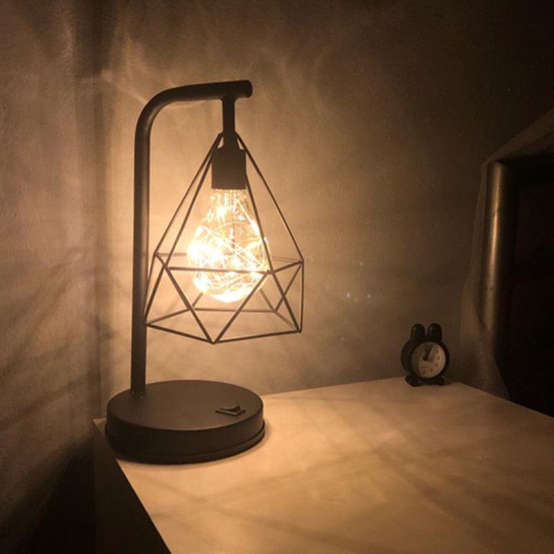 Vintage Iron Art Minimalist Table Lamp - Black Industrial Style