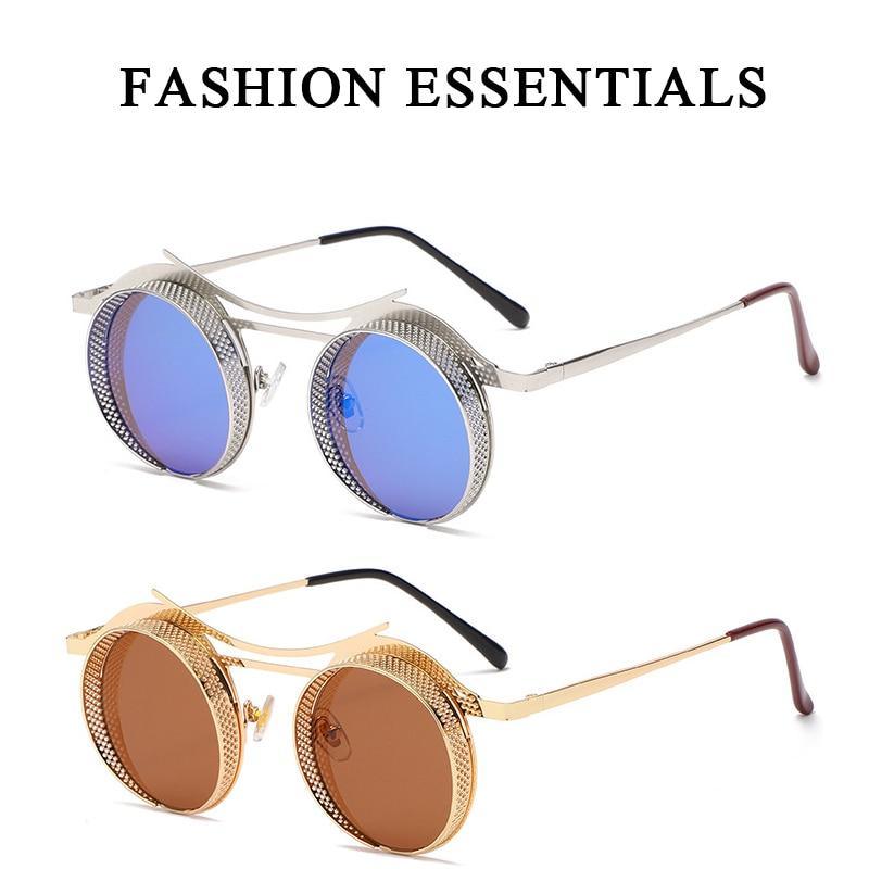 Retro Round Metal Frame Steampunk Sunglasses Luxury Vintage Style