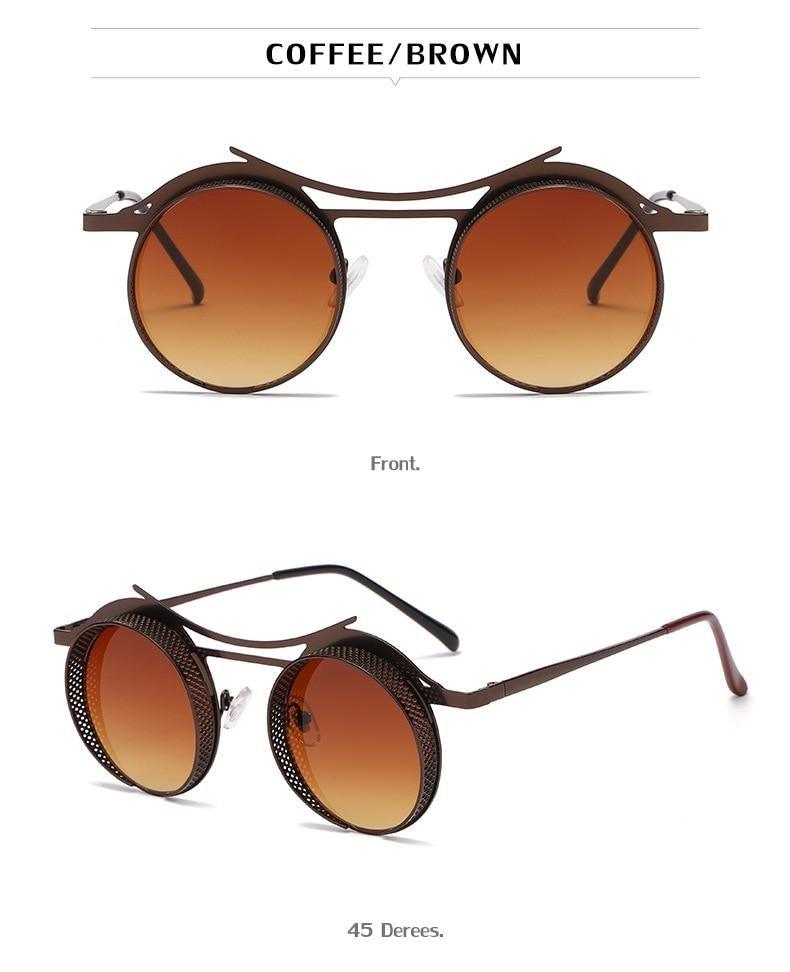 Retro Round Metal Frame Steampunk Sunglasses Luxury Vintage Style
