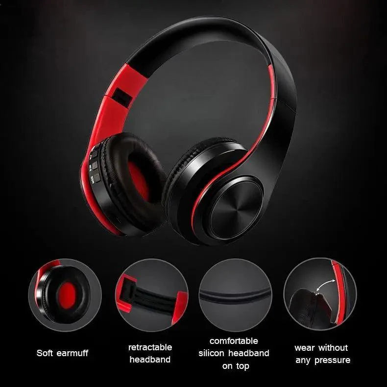Retro Stereo Bluetooth Headphones with FM, SD Slot & Volume Control
