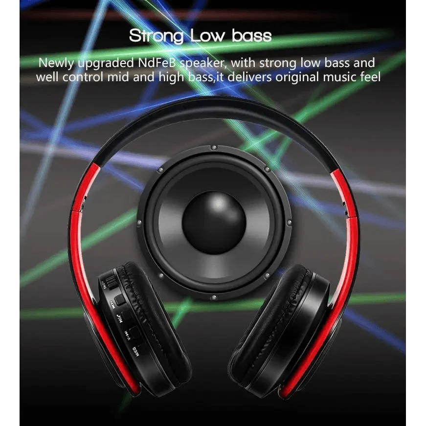 Retro Stereo Bluetooth Headphones with FM, SD Slot & Volume Control