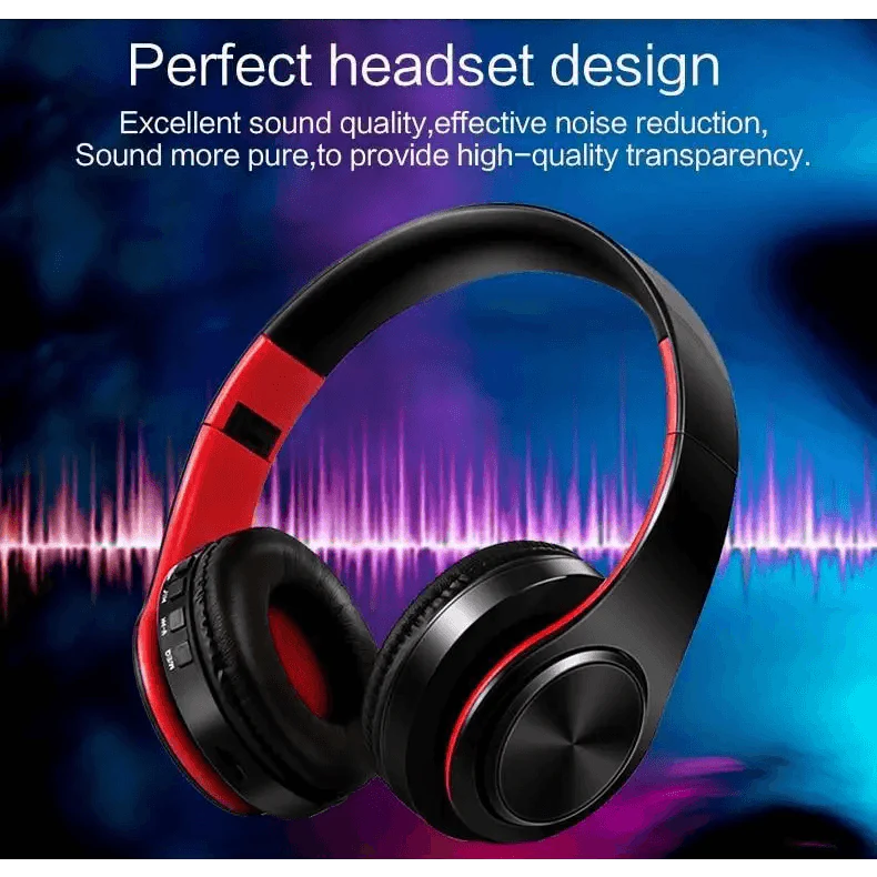 Retro Stereo Bluetooth Headphones with FM, SD Slot & Volume Control
