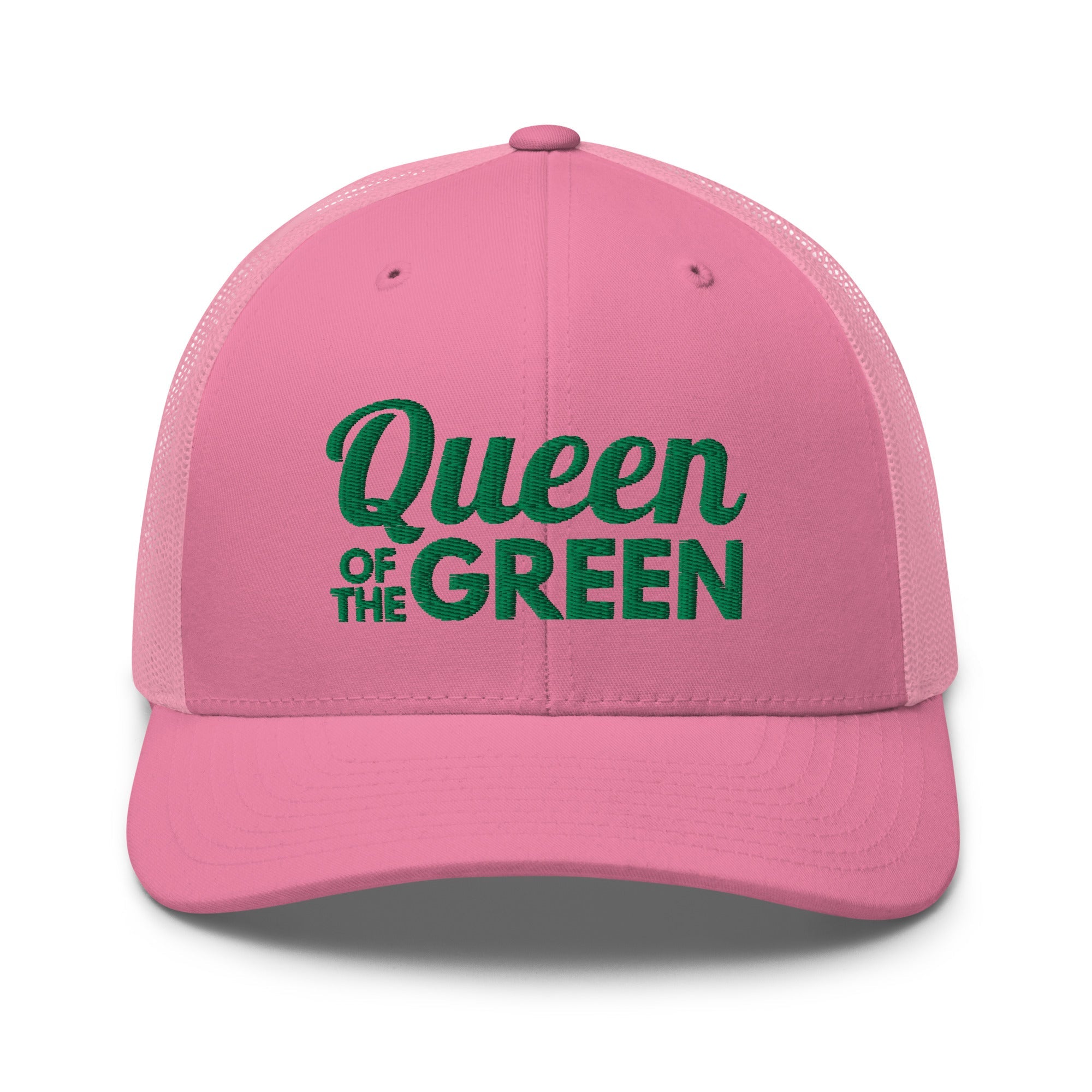 Queen of the Green Trucker Hat, Embroidered Golf Hat for Women