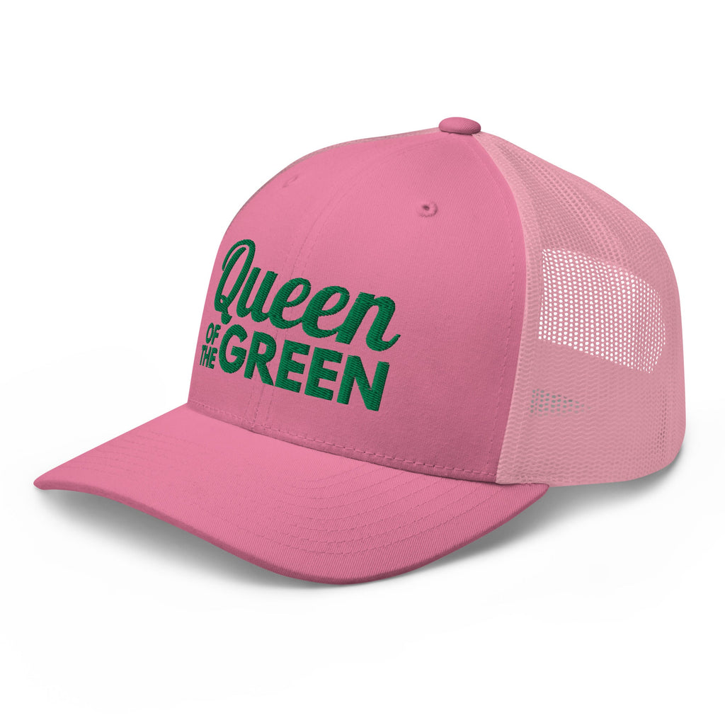 Queen of the Green Trucker Hat, Embroidered Golf Hat for Women
